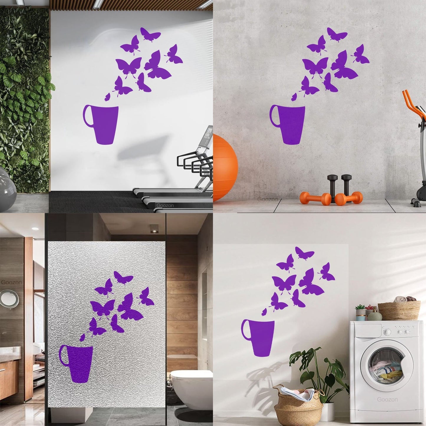 Coffee Cup House Shop Butterflies Kitchen Tea Vinyl Wall Decals Personalized Customization