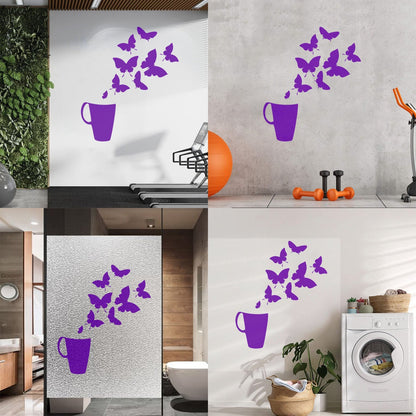 Coffee Cup House Shop Butterflies Kitchen Tea Vinyl Wall Decals Personalized Customization