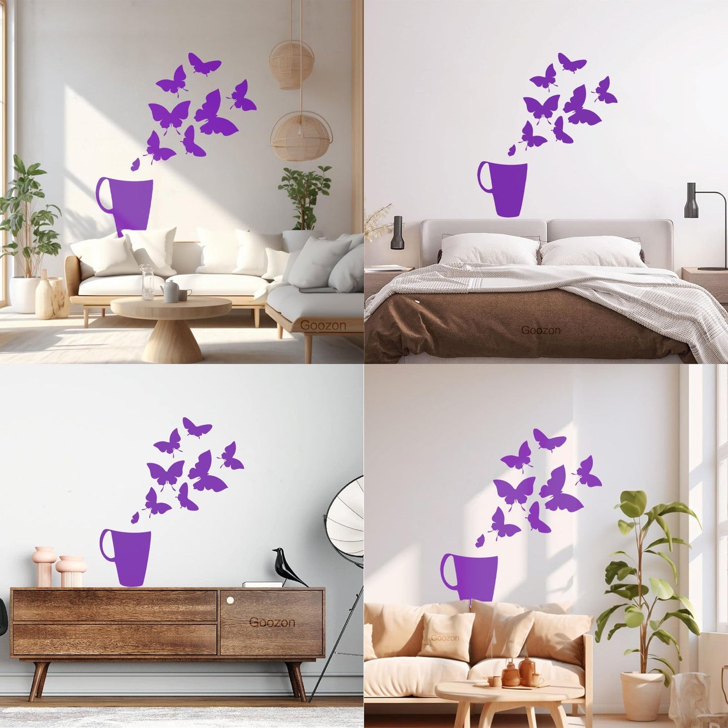 Coffee Cup House Shop Butterflies Kitchen Tea Vinyl Wall Decals Personalized Customization