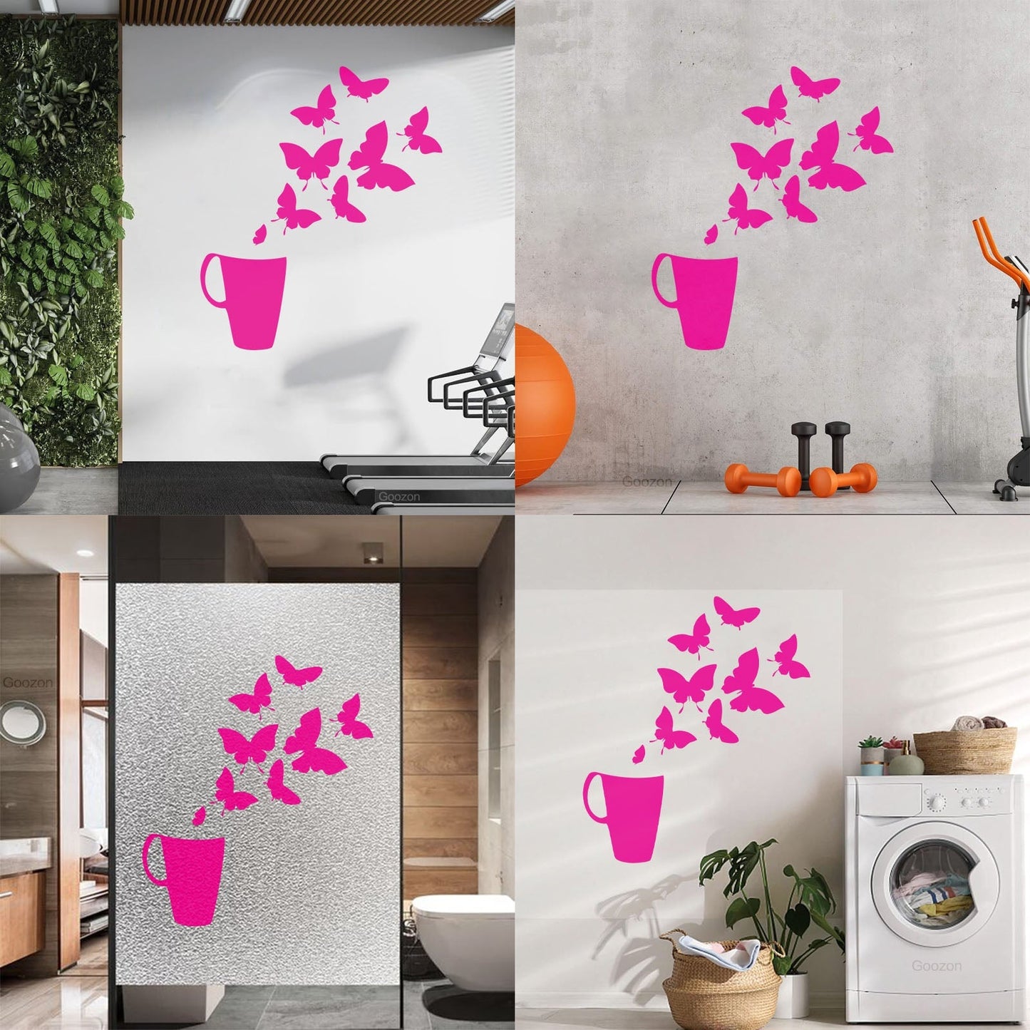 Coffee Cup House Shop Butterflies Kitchen Tea Vinyl Wall Decals Personalized Customization