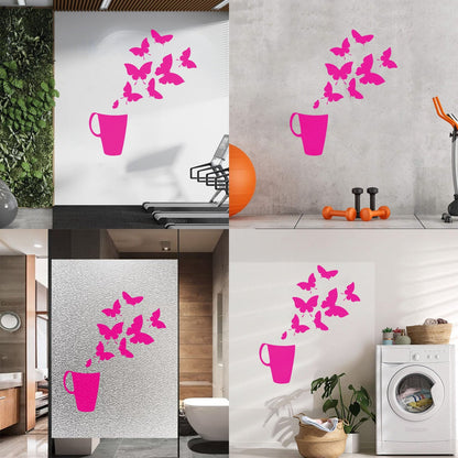 Coffee Cup House Shop Butterflies Kitchen Tea Vinyl Wall Decals Personalized Customization
