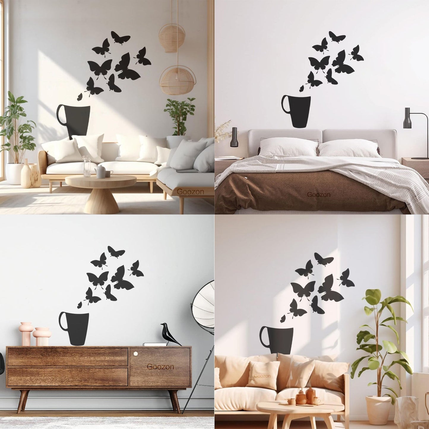 Coffee Cup House Shop Butterflies Kitchen Tea Vinyl Wall Decals Personalized Customization