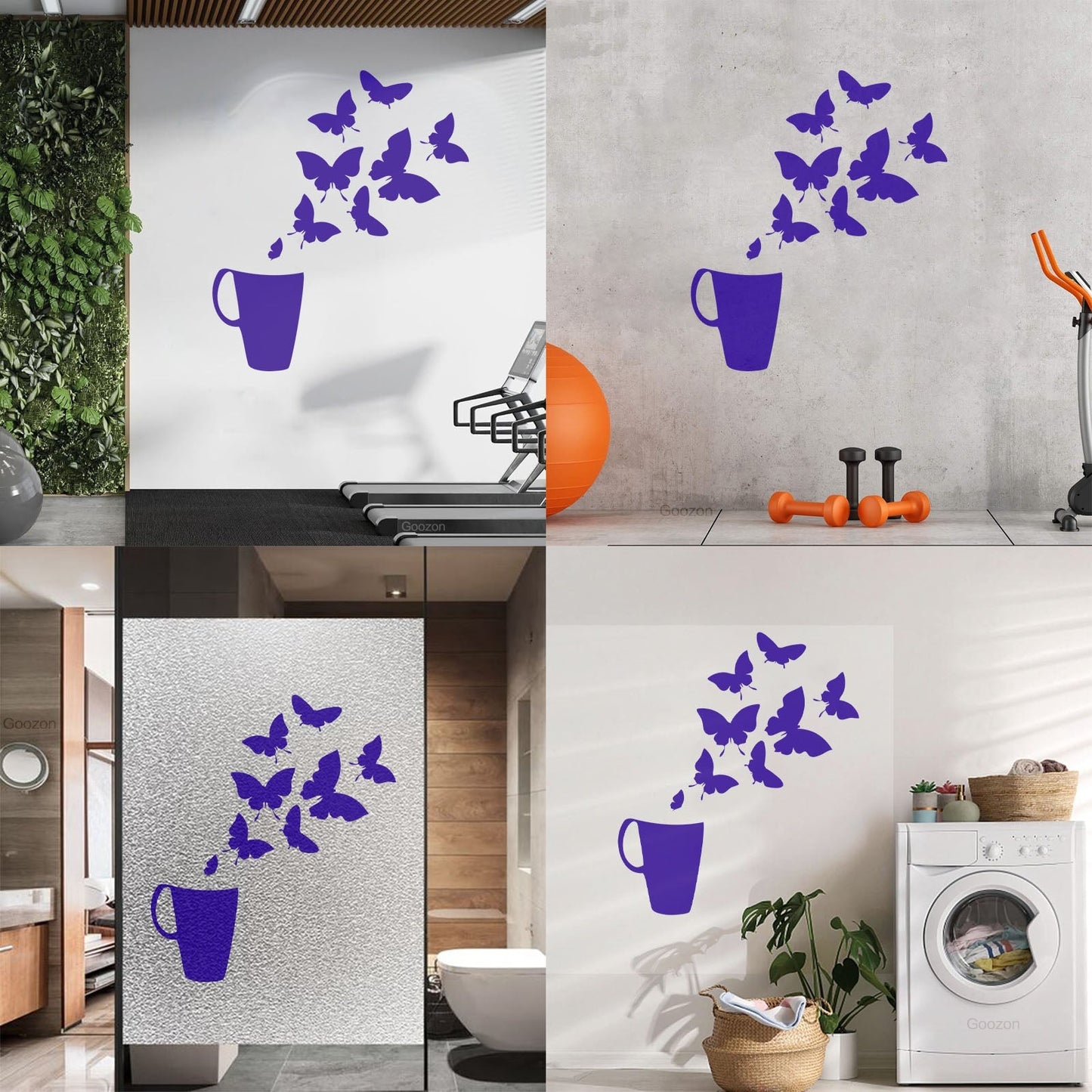 Coffee Cup House Shop Butterflies Kitchen Tea Vinyl Wall Decals Personalized Customization