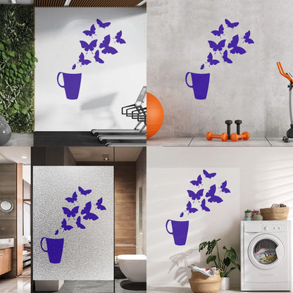 Coffee Cup House Shop Butterflies Kitchen Tea Vinyl Wall Decals Personalized Customization