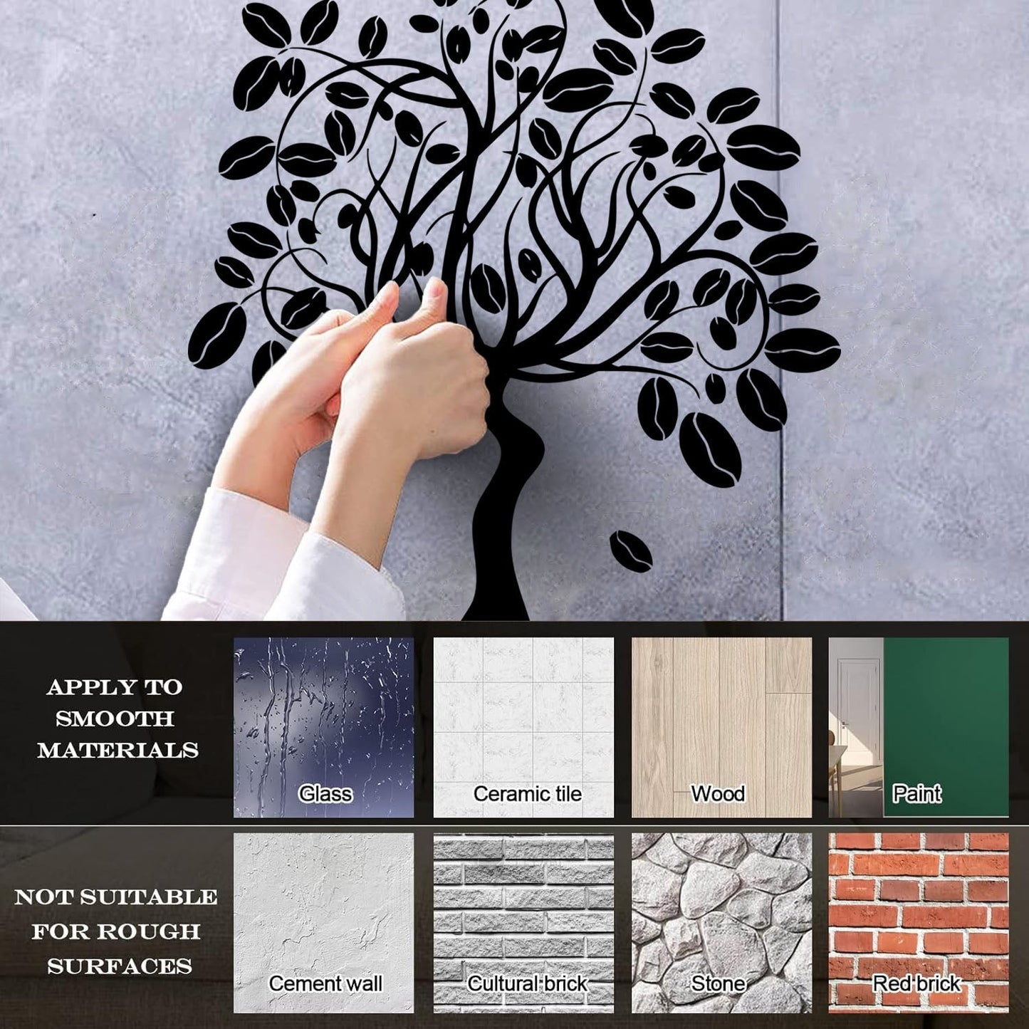 Engraving Decals Coffee Tree Fruit Ripe Smell The Aroma Coffee Bar Can Modify And Add Information