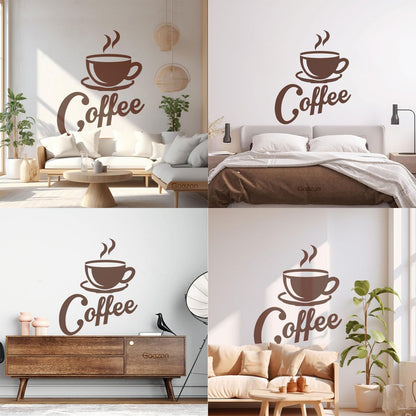 Wall Stickers Paster Paper Kitchen Coffee Shop Cup Wall Beautification
