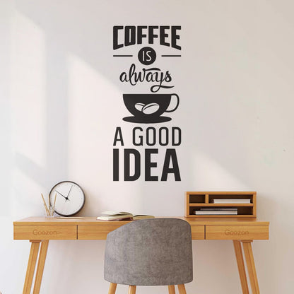 Quotes Words Coffee A Good Idea Coffe Store Wall Stickers Glass Stickers