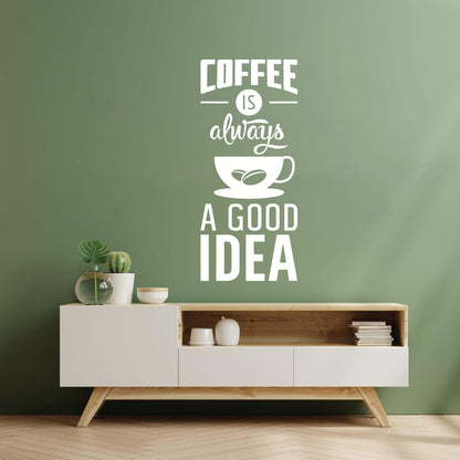 Quotes Words Coffee A Good Idea Coffe Store Wall Stickers Glass Stickers