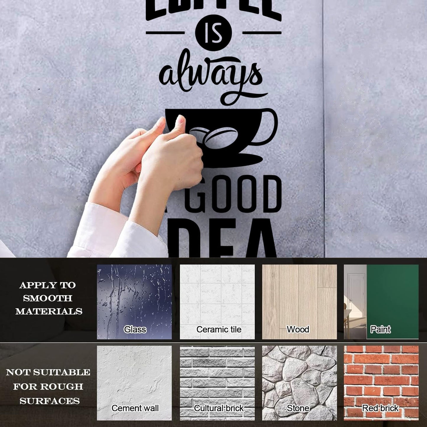 Quotes Words Coffee A Good Idea Coffe Store Wall Stickers Glass Stickers