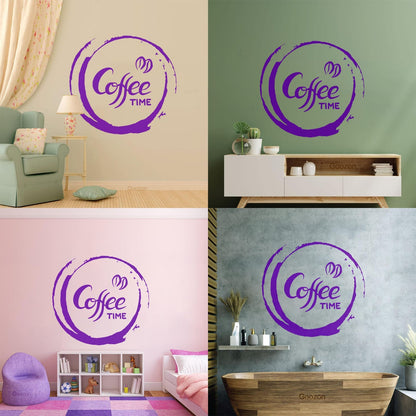 Fine Carving Decals Coffee Time Kitchen Cafe Home Store Decoration
