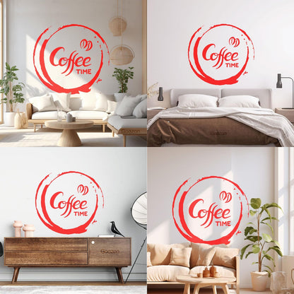 Fine Carving Decals Coffee Time Kitchen Cafe Home Store Decoration