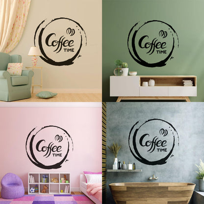 Fine Carving Decals Coffee Time Kitchen Cafe Home Store Decoration
