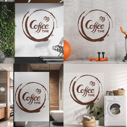Fine Carving Decals Coffee Time Kitchen Cafe Home Store Decoration