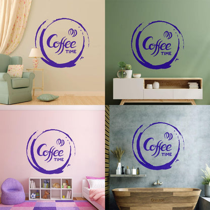 Fine Carving Decals Coffee Time Kitchen Cafe Home Store Decoration