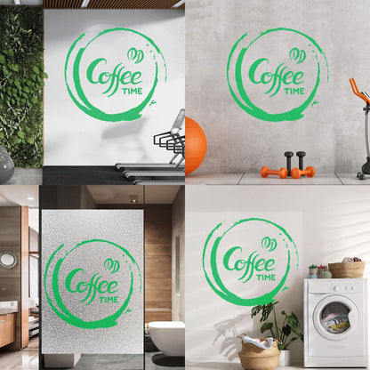 Fine Carving Decals Coffee Time Kitchen Cafe Home Store Decoration