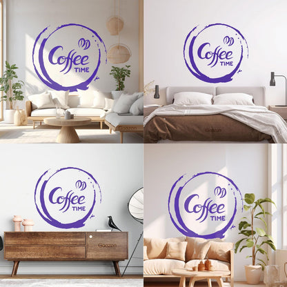 Fine Carving Decals Coffee Time Kitchen Cafe Home Store Decoration