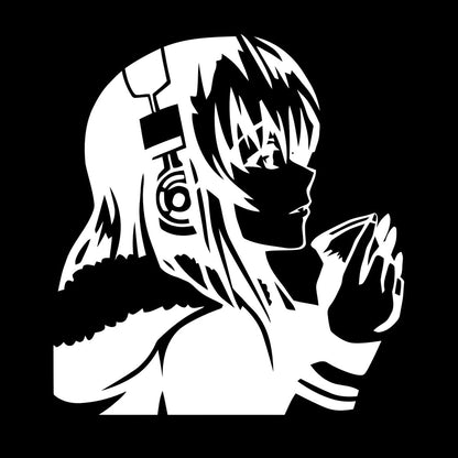 Beautiful Anime Girl With Coffee Headphones Lettering Decals Self Adhesive