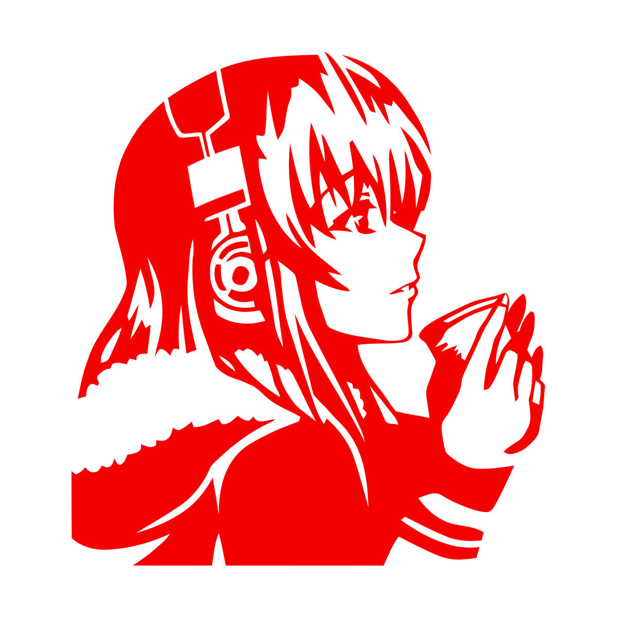 Beautiful Anime Girl With Coffee Headphones Lettering Decals Self Adhesive