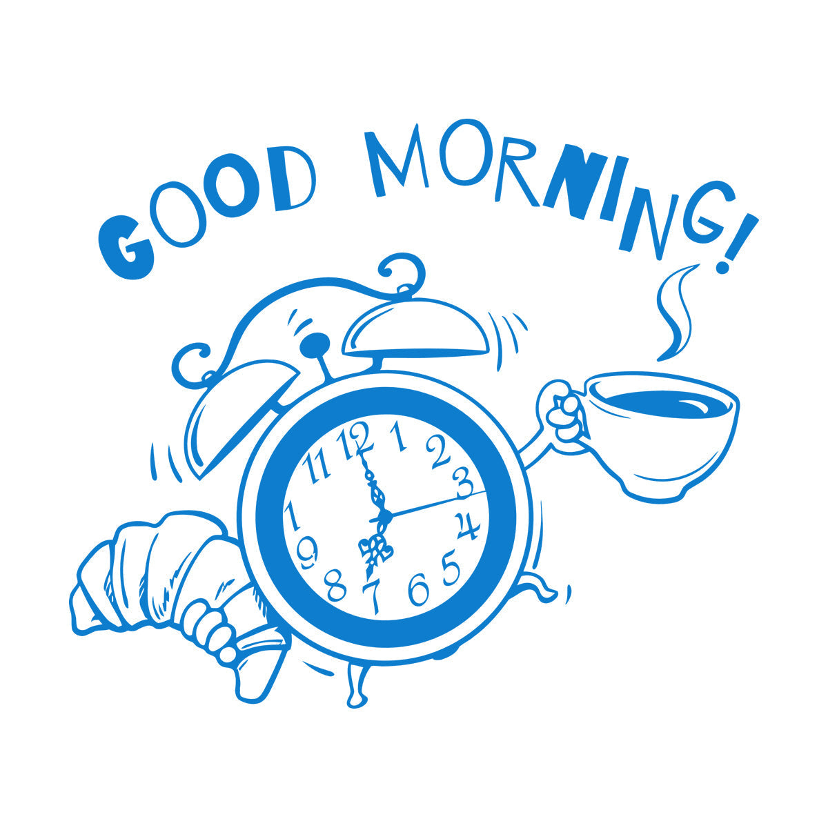 Wall Decals Pvc Breakfast Time Clock Logo Good Morning Coffee Shop Do Not Damage The Wall Surface