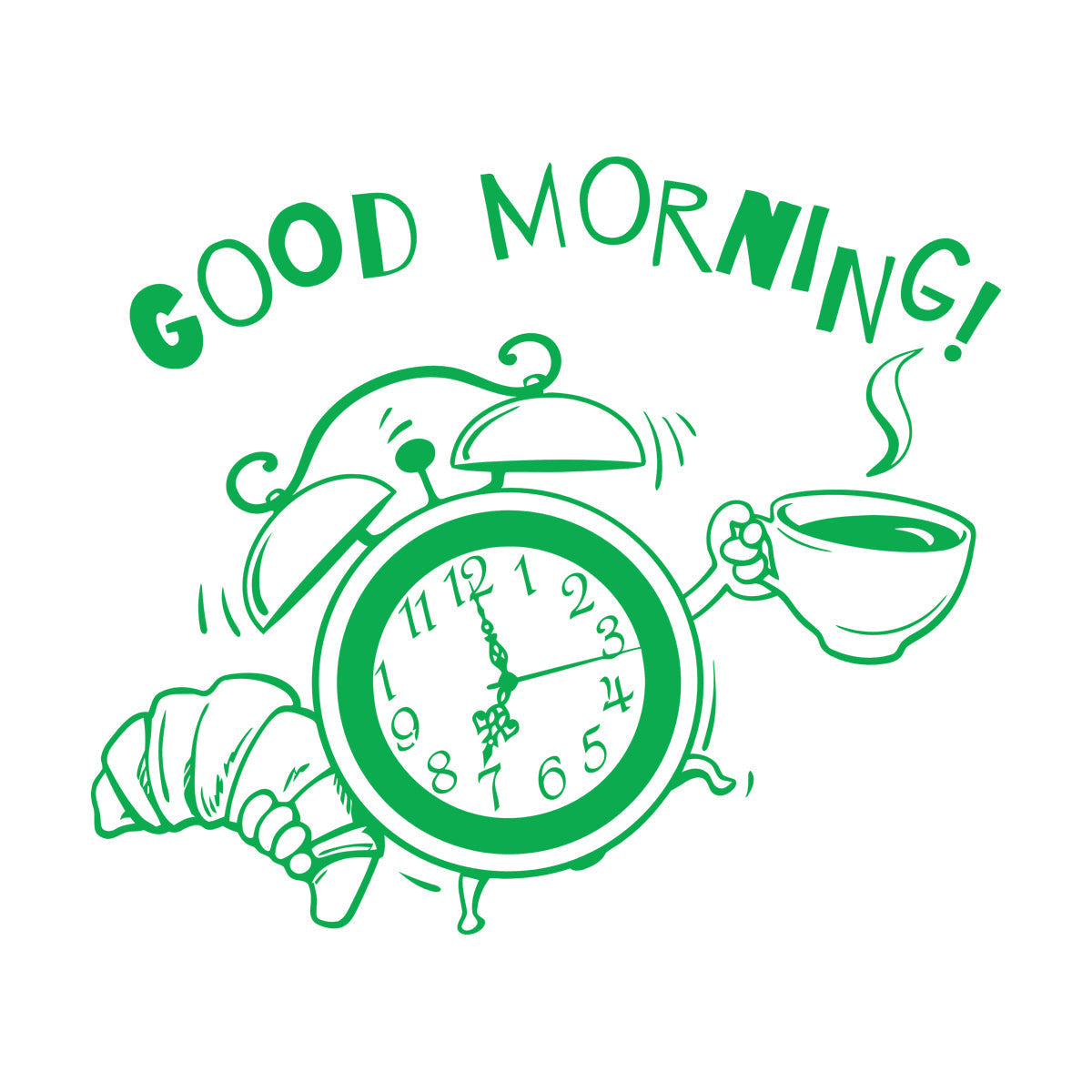 Wall Decals Pvc Breakfast Time Clock Logo Good Morning Coffee Shop Do Not Damage The Wall Surface