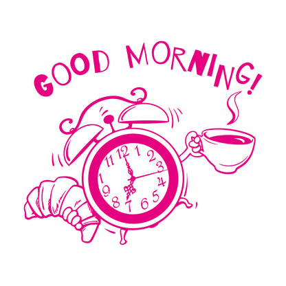 Wall Decals Pvc Breakfast Time Clock Logo Good Morning Coffee Shop Do Not Damage The Wall Surface