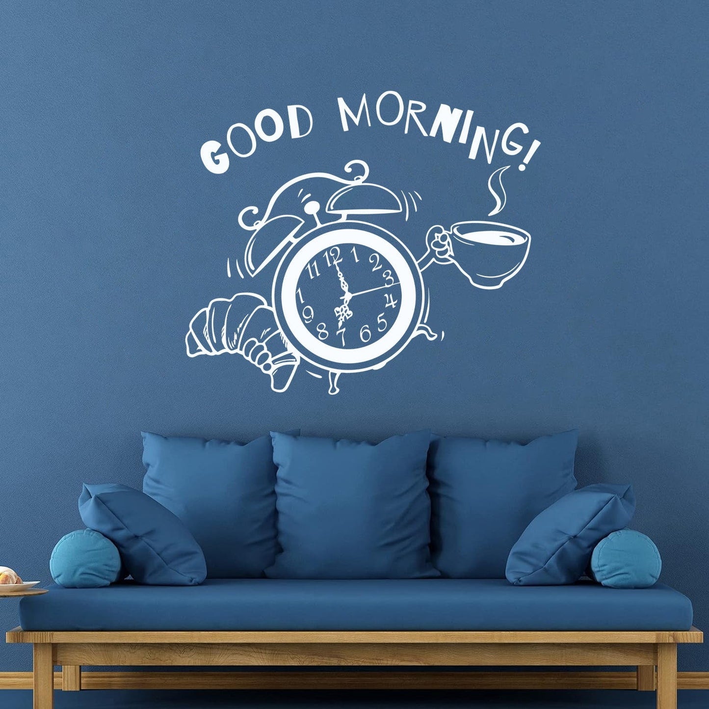 Wall Decals Pvc Breakfast Time Clock Logo Good Morning Coffee Shop Do Not Damage The Wall Surface