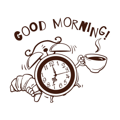 Wall Decals Pvc Breakfast Time Clock Logo Good Morning Coffee Shop Do Not Damage The Wall Surface