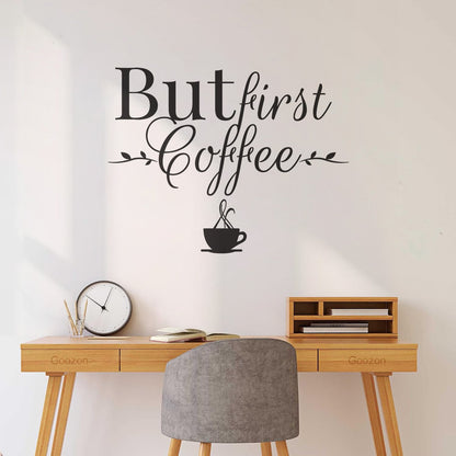 Lettering Stickers Cafe But First Coffee Words Phrase Drink Multi Color Selection