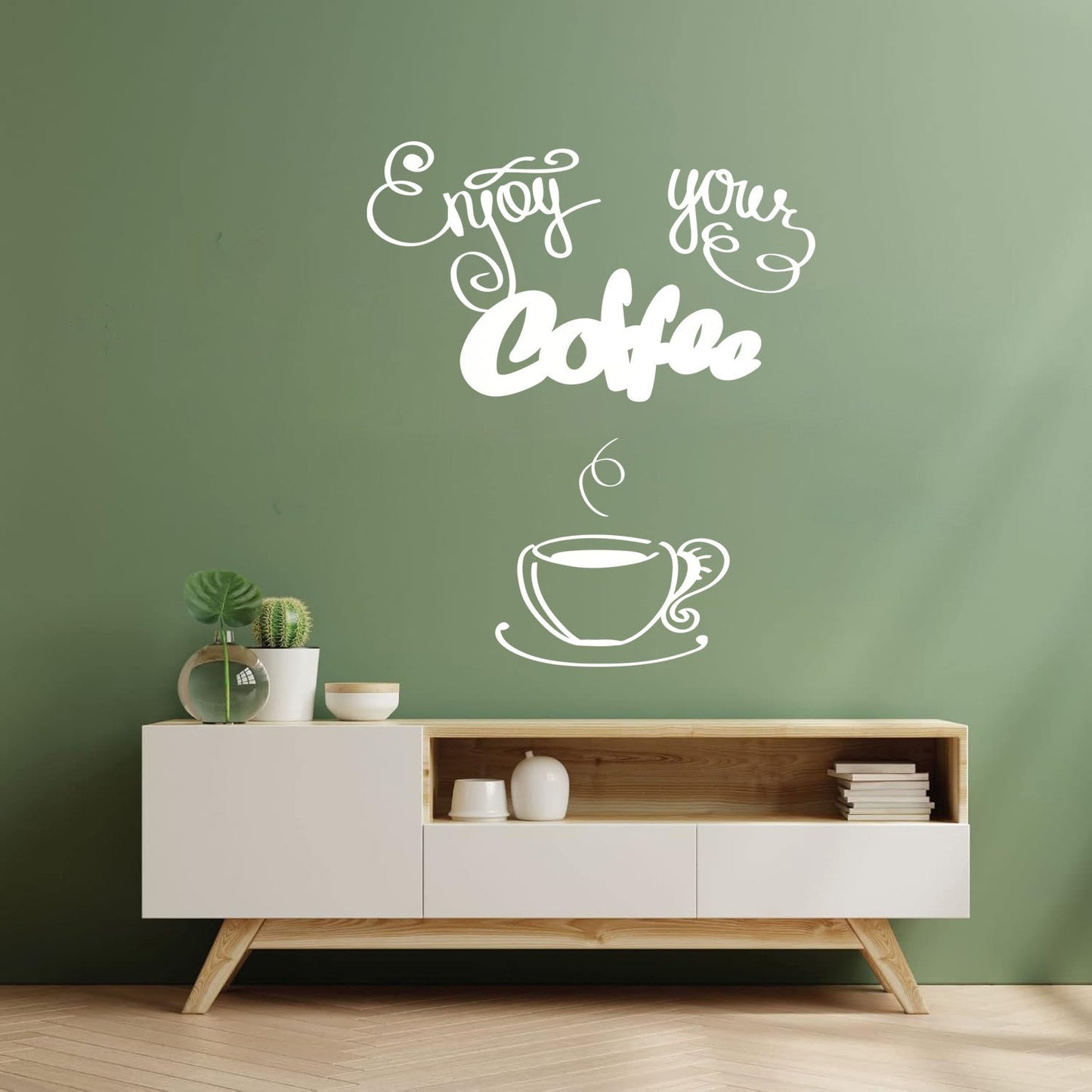 Wall Decals Paster Paper Cafe Lettering Enjoy Your Coffee Kitchen Quote Equipped With Transfer Film Kit