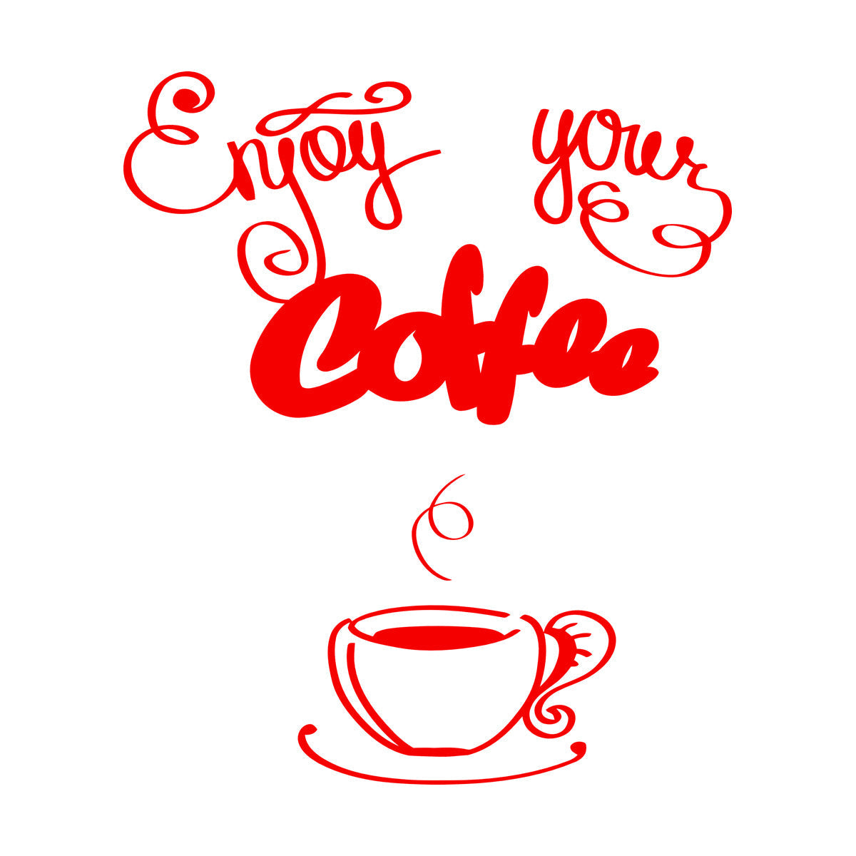 Wall Decals Paster Paper Cafe Lettering Enjoy Your Coffee Kitchen Quote Equipped With Transfer Film Kit