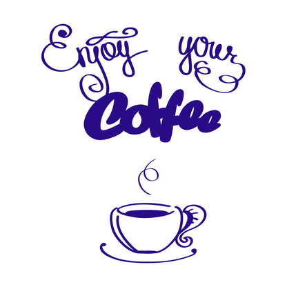 Wall Decals Paster Paper Cafe Lettering Enjoy Your Coffee Kitchen Quote Equipped With Transfer Film Kit