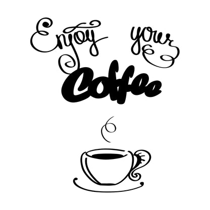Wall Decals Paster Paper Cafe Lettering Enjoy Your Coffee Kitchen Quote Equipped With Transfer Film Kit