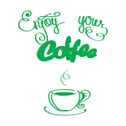 Wall Decals Paster Paper Cafe Lettering Enjoy Your Coffee Kitchen Quote Equipped With Transfer Film Kit