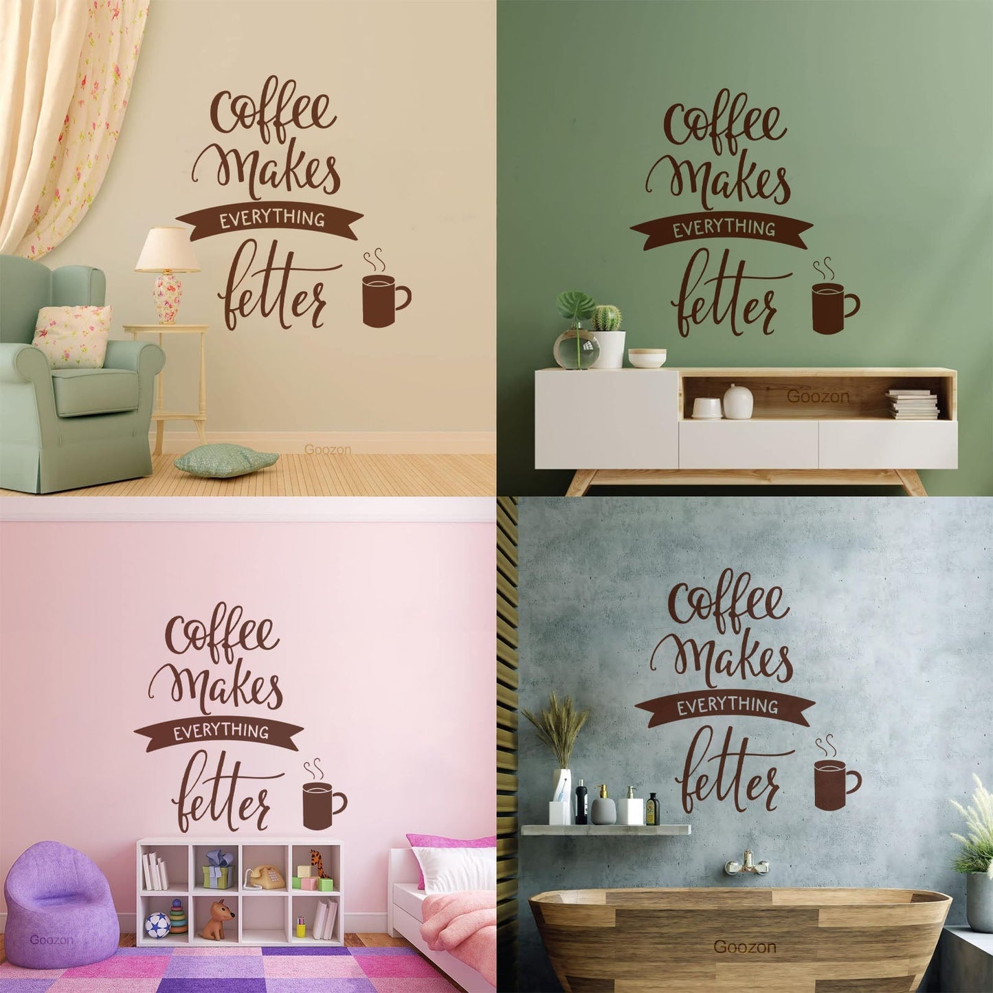 Vinyl Wall Stickers Cafe Quote Coffee Makes Everything Better Easy Installation