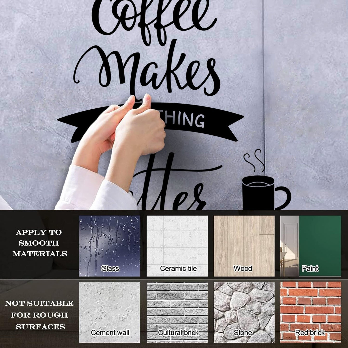Vinyl Wall Stickers Cafe Quote Coffee Makes Everything Better Easy Installation