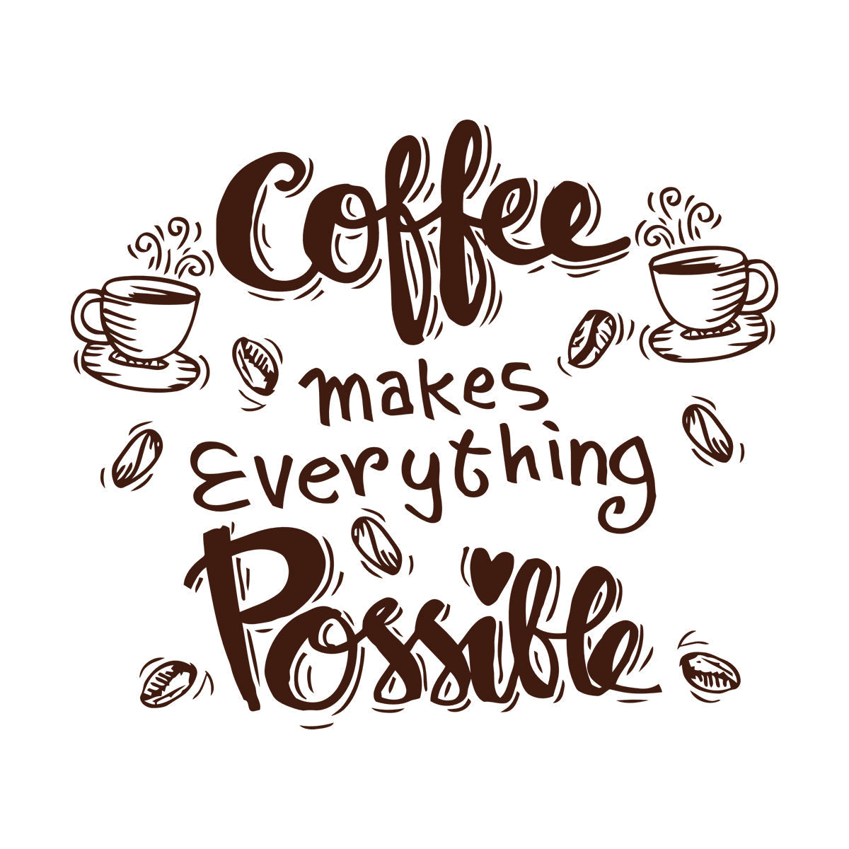 Wall Decals Cafe Quote Coffee Makes Everything Possible Art Mural Painting