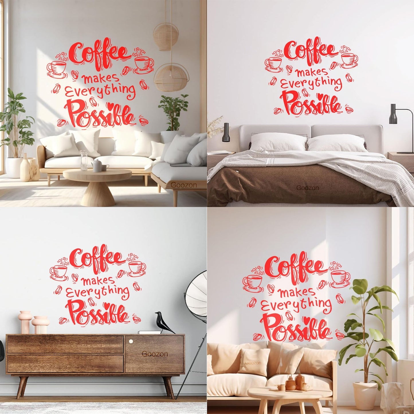 Wall Decals Cafe Quote Coffee Makes Everything Possible Art Mural Painting