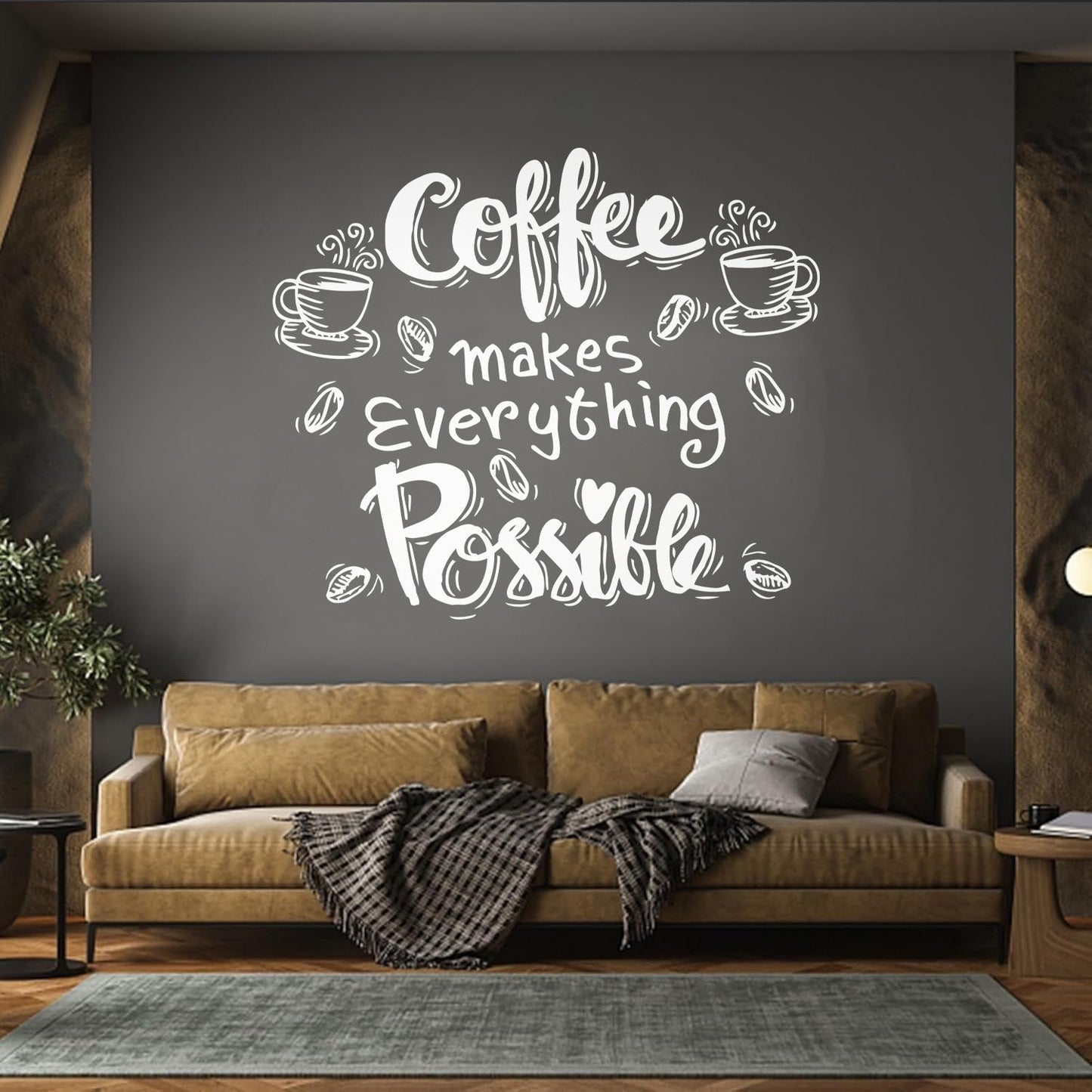 Wall Decals Cafe Quote Coffee Makes Everything Possible Art Mural Painting