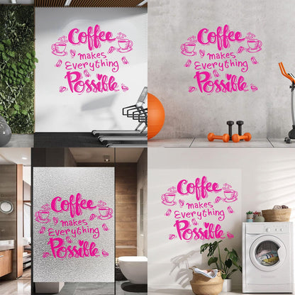 Wall Decals Cafe Quote Coffee Makes Everything Possible Art Mural Painting