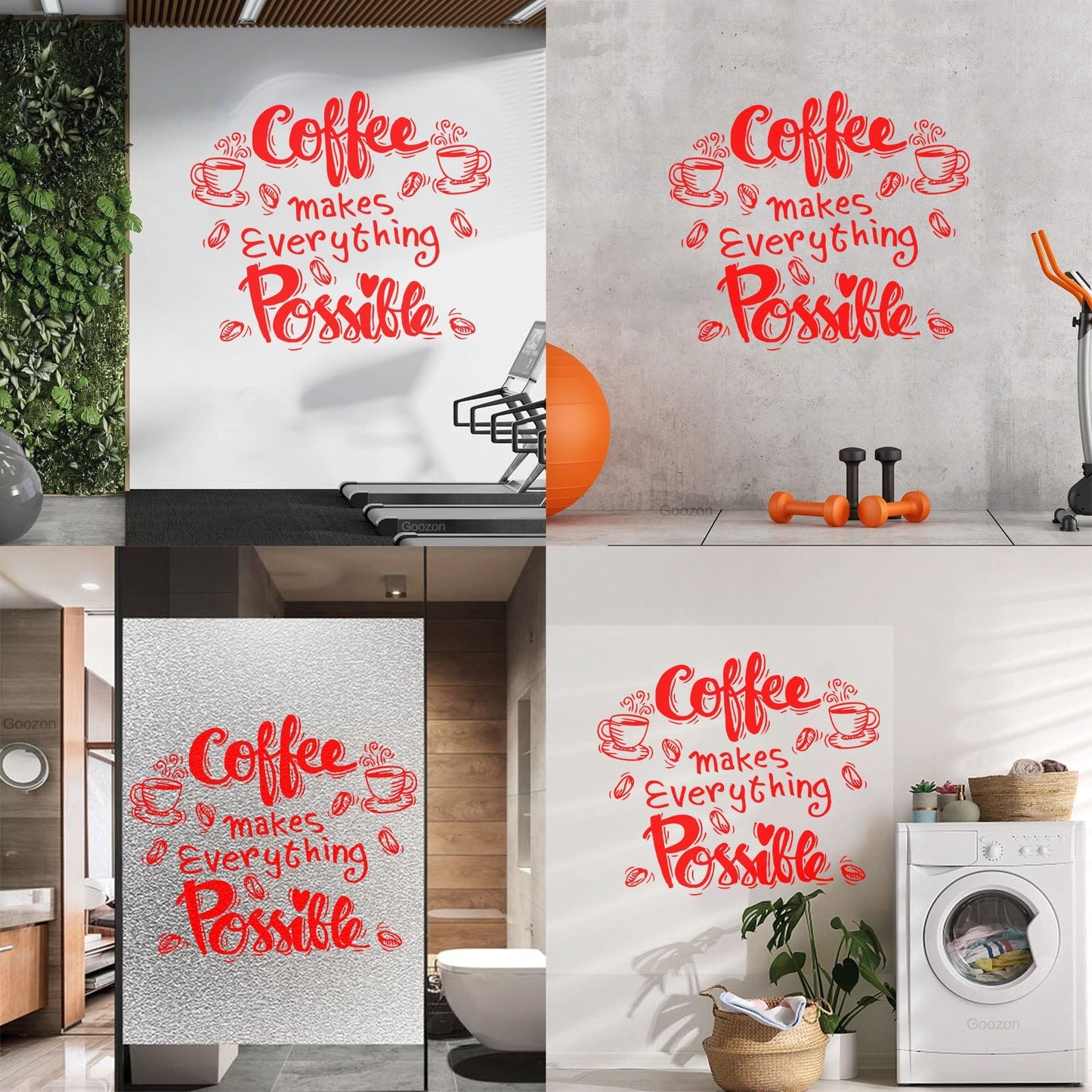 Wall Decals Cafe Quote Coffee Makes Everything Possible Art Mural Painting