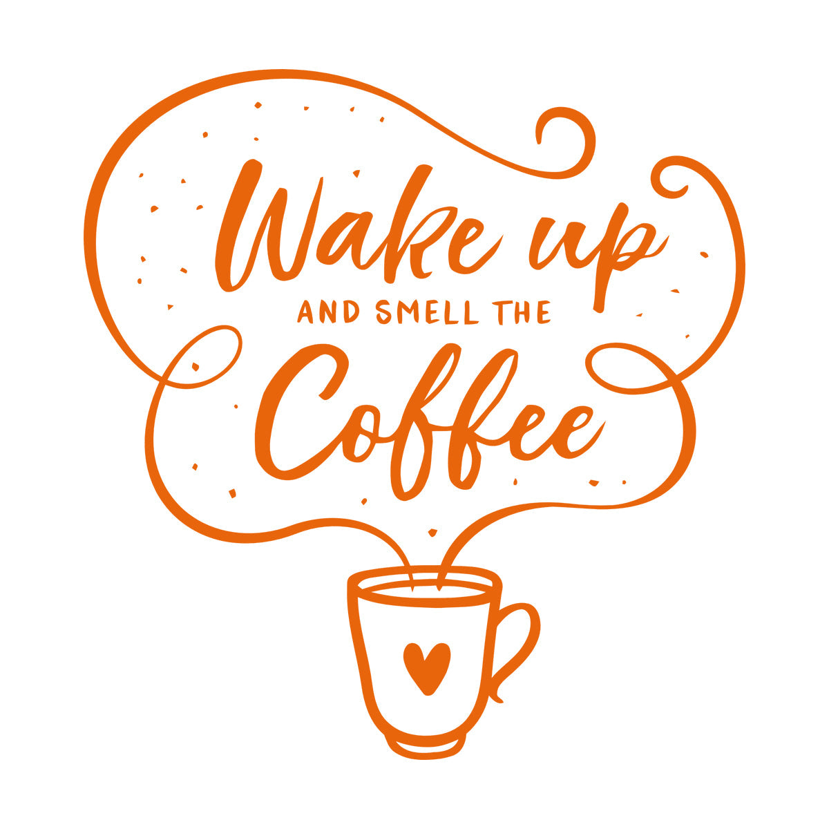 Vinyl Wall Decals Cafe Quote Wake Up And Smell The Coffee Hand Drawn Multiple Size Options