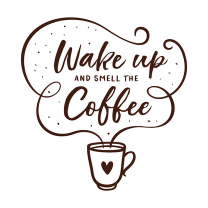 Vinyl Wall Decals Cafe Quote Wake Up And Smell The Coffee Hand Drawn Multiple Size Options