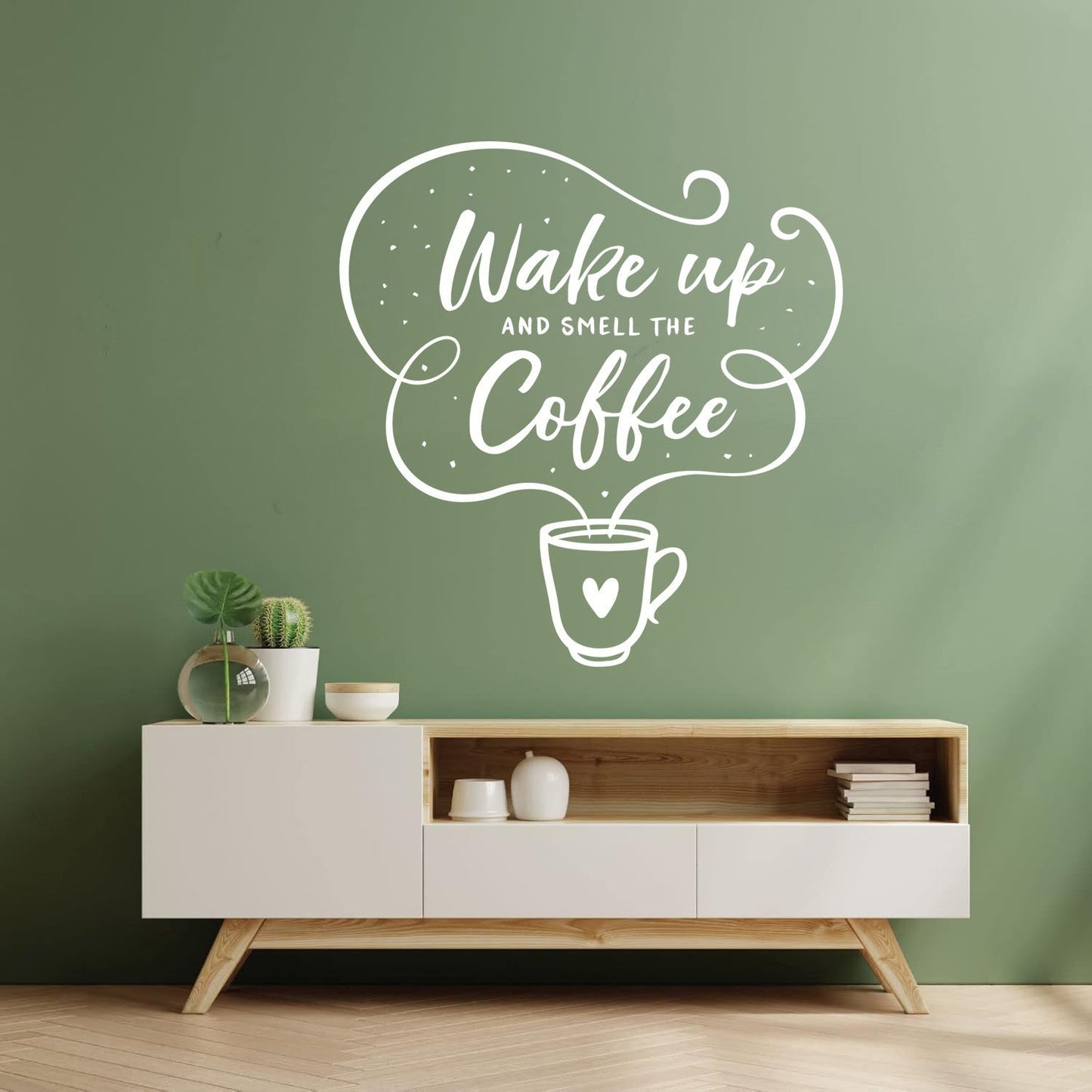 Vinyl Wall Decals Cafe Quote Wake Up And Smell The Coffee Hand Drawn Multiple Size Options