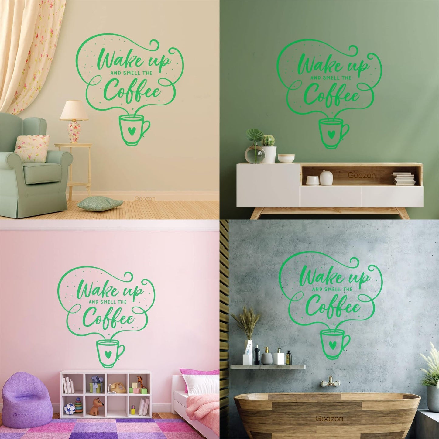 Vinyl Wall Decals Cafe Quote Wake Up And Smell The Coffee Hand Drawn Multiple Size Options