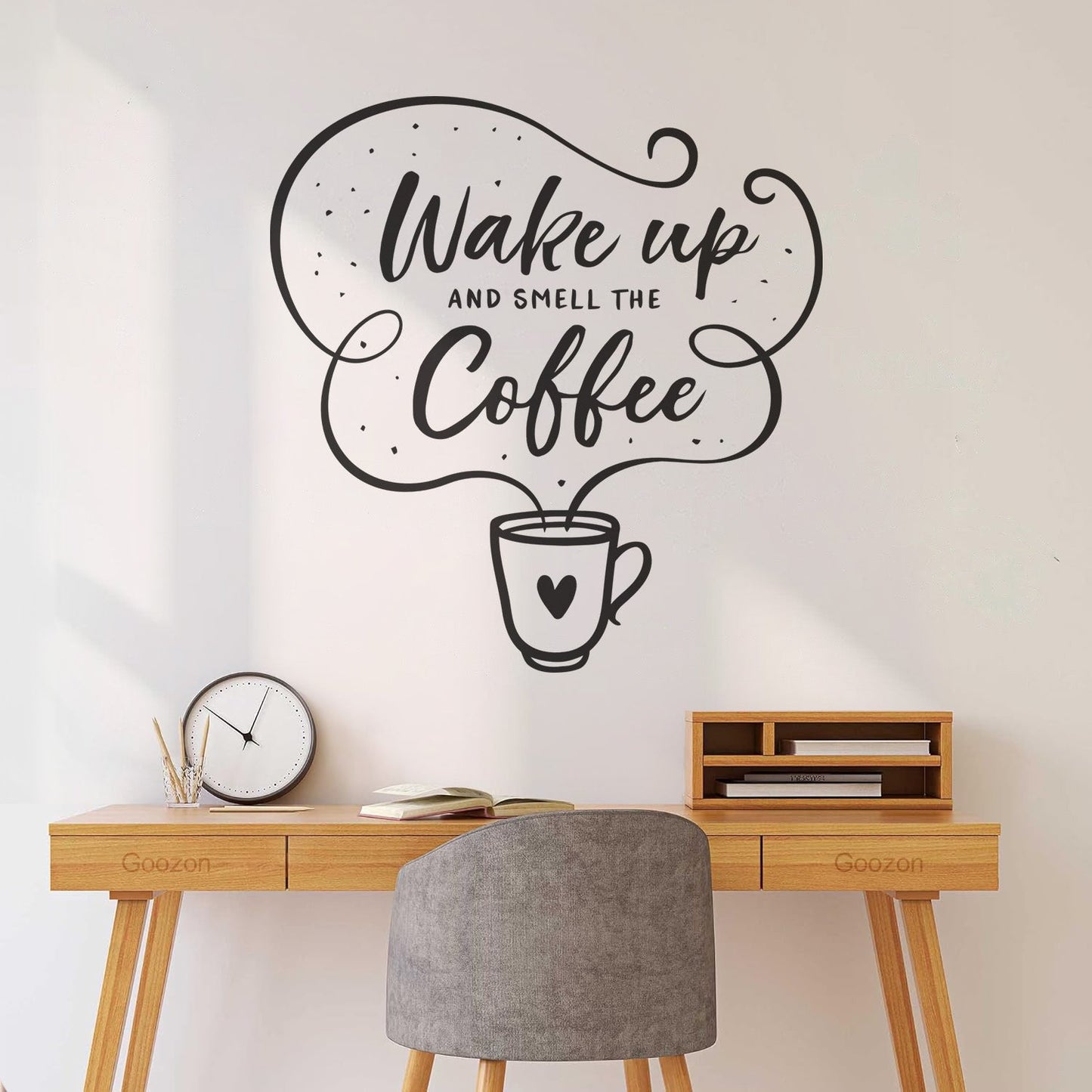 Vinyl Wall Decals Cafe Quote Wake Up And Smell The Coffee Hand Drawn Multiple Size Options