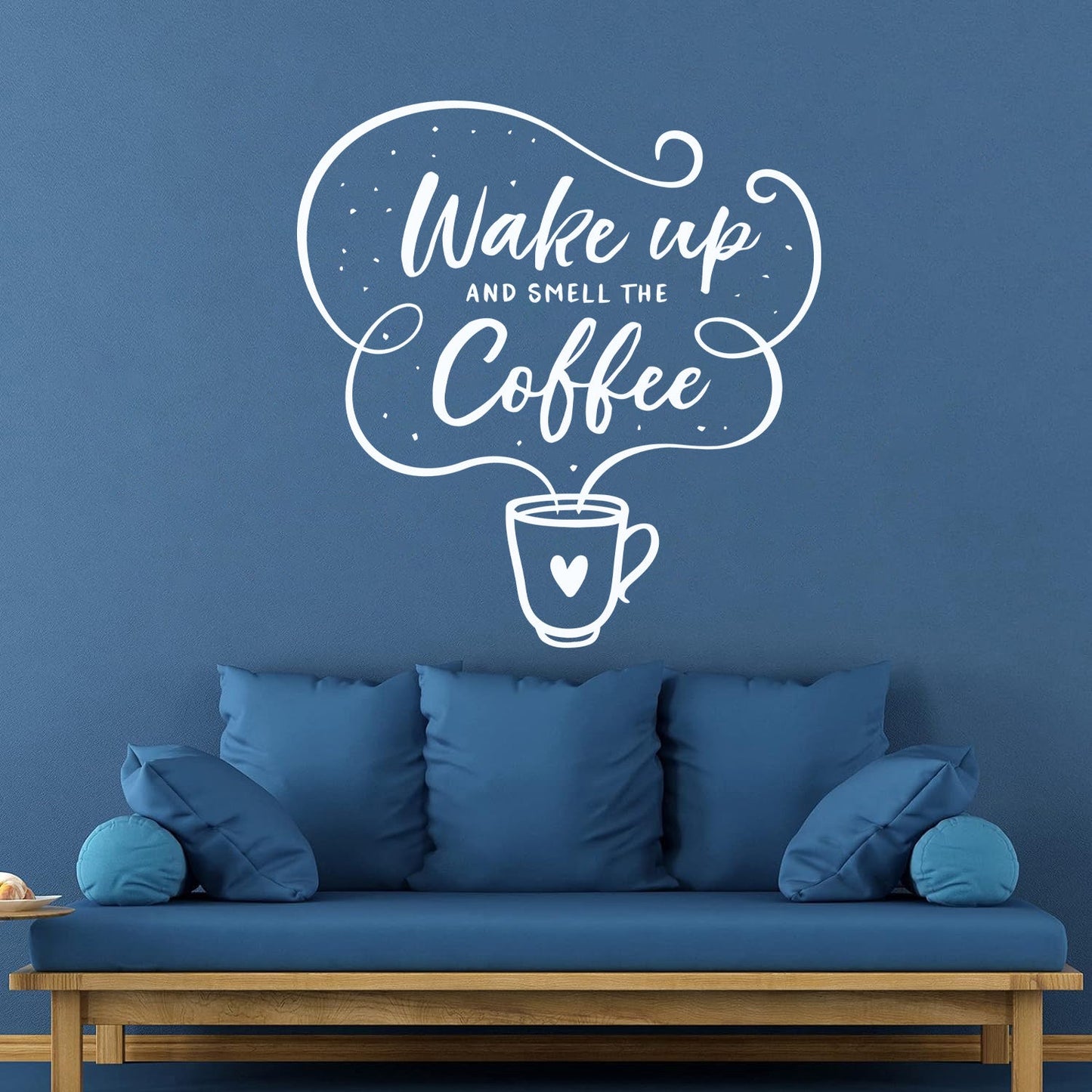 Vinyl Wall Decals Cafe Quote Wake Up And Smell The Coffee Hand Drawn Multiple Size Options