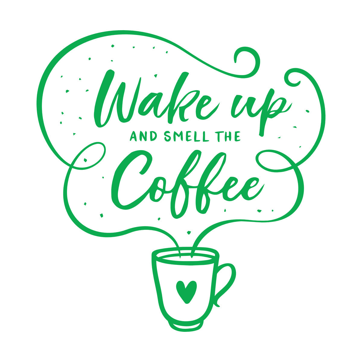 Vinyl Wall Decals Cafe Quote Wake Up And Smell The Coffee Hand Drawn Multiple Size Options