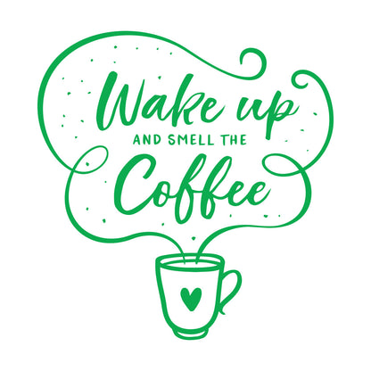 Vinyl Wall Decals Cafe Quote Wake Up And Smell The Coffee Hand Drawn Multiple Size Options