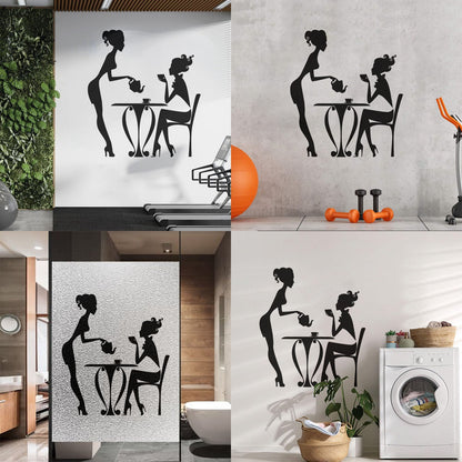 Cafe Restaurant Time Coffee Teapot Tea Cup Engraving Decals Waterproof