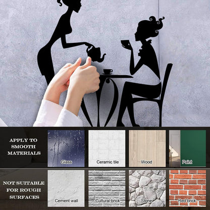 Cafe Restaurant Time Coffee Teapot Tea Cup Engraving Decals Waterproof